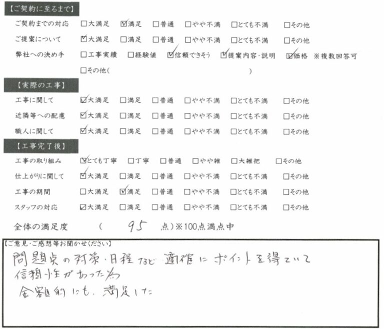 適確にポイントを得ていて信頼性があった 大垣市 K様