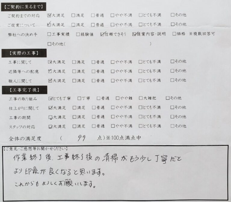 清掃がもう少し丁寧だと 大垣市 M様