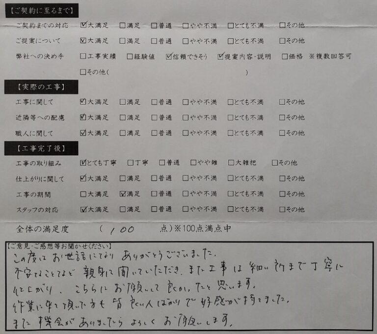 不安なことなど親身に聞いていただき 垂井町 K様