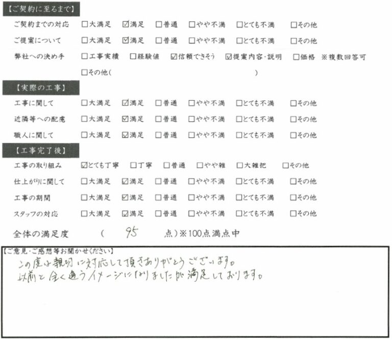 親切に対応して頂きありがとうございます 大垣市 H様