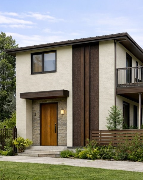 20260227stripe_beige_brown | 大垣 塗りかえ工房 【外壁デザイン】縦ストライプのアクセントでおしゃれに見せる方法 塗りかえ工房 岐阜県 大垣 安八