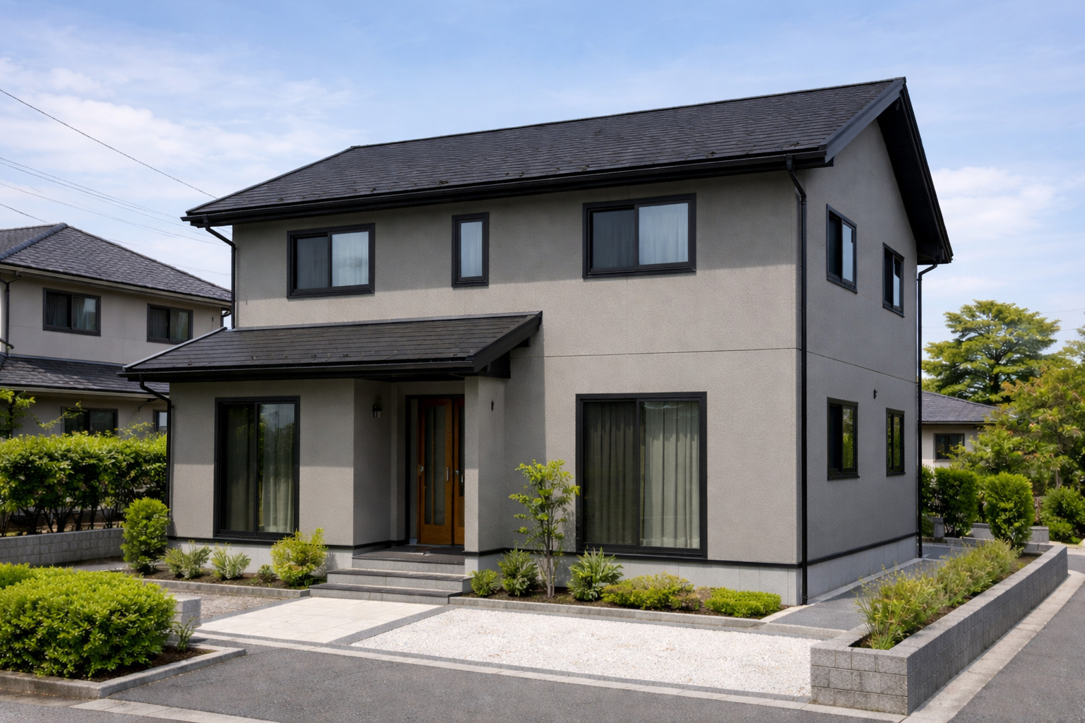 外壁塗装をミディアムグレー（中間グレー）にするメリット・デメリット｜万能で失敗しにくい？配色と屋根樋サッシの合わせ方　塗りかえ工房　岐阜県　大垣　安八