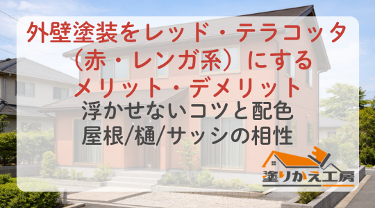 外壁塗装をレッド・テラコッタ（赤・レンガ系）にするメリット・デメリット｜浮かせないコツと配色・屋根樋サッシの相性　塗りかえ工房　岐阜県　大垣　安八