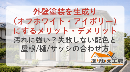 外壁塗装を生成り（オフホワイト・アイボリー）にするメリット・デメリット｜汚れに強い？失敗しない配色と屋根樋サッシの合わせ方　塗りかえ工房　岐阜県　大垣　安八