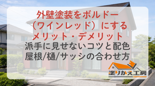 外壁塗装をボルドー（ワインレッド）にするメリット・デメリット｜派手に見せないコツと配色・屋根樋サッシの合わせ方　塗りかえ工房　岐阜県　大垣　安八
