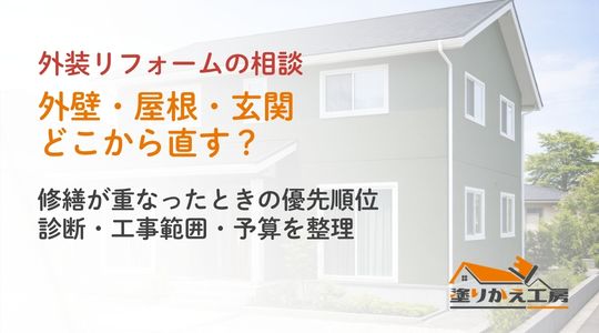 20261009-priority-canva-approved | 岐阜県大垣市 塗りかえ工房 外壁・屋根・玄関の修繕優先順位を案内するアイキャッチ